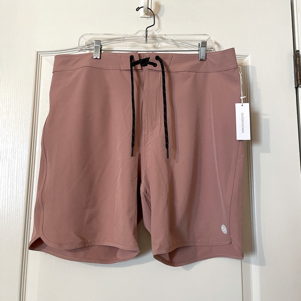 Outerknown Mauve Board Shorts with Black Drawstring